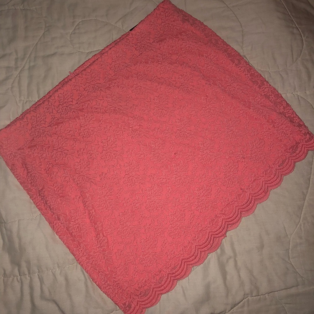 Peach lace pencil skirt